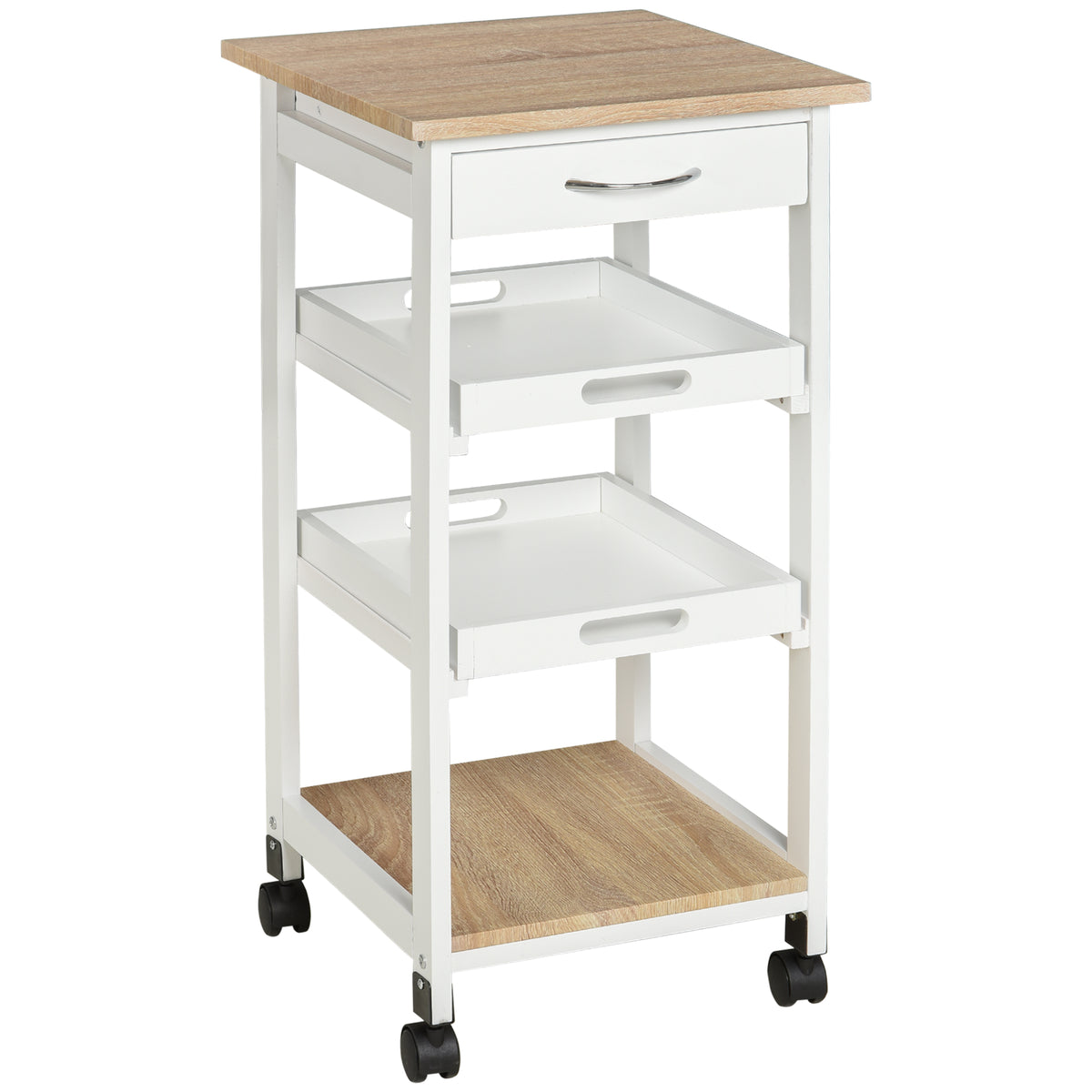 Kitchen Island Rolling Trolley Utility Serving Cart with Drawer Grey