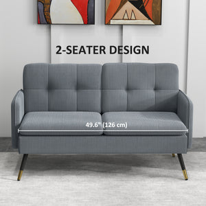 55" Loveseat Sofa, Linen Love Seat w/ S spring, Steel Legs and Button Tufting, Small Couch for Living Room – view 33