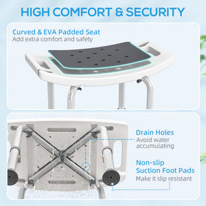 Height Adjustable Shower Chair Padded Bath Seat for Senior,
