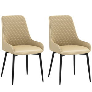 Upholstered Kitchen Chairs, Modern Dining Chairs Set of 2 with Diamond Tufting and Steel Legs for Dining – view 5