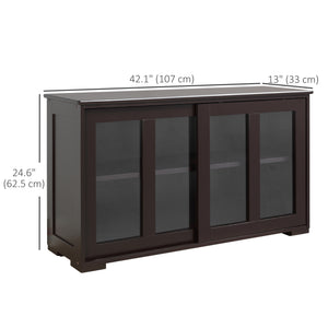 Modern Kitchen Sideboard, Stackable Storage Cabinet, Sliding Glass Door Console – view 9