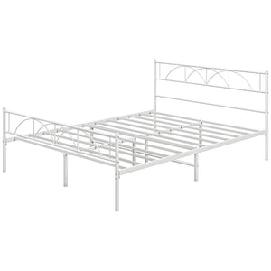 Metal Full Platform Bed Frame with Headboard, Steel Slat Support, Underbed Storage, No Box Spring Needed, Easy Assembly