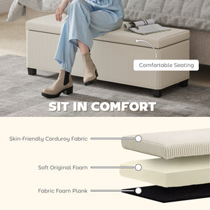 44 Inches Ottoman with Storage, Lid, Legs, Corduroy End of Bed Bench for Living Room, Bedroom, Entryway – view 4