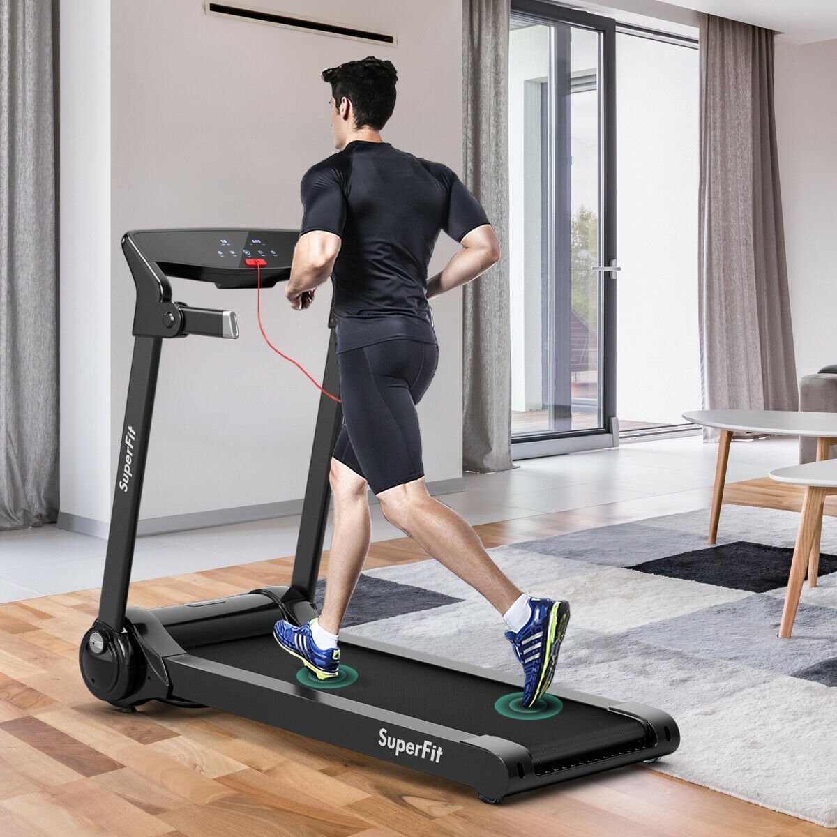 3HP Folding Electric Treadmill Running Machine-Silver view 2