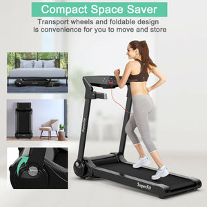3HP Folding Electric Treadmill Running Machine-Silver view 3
