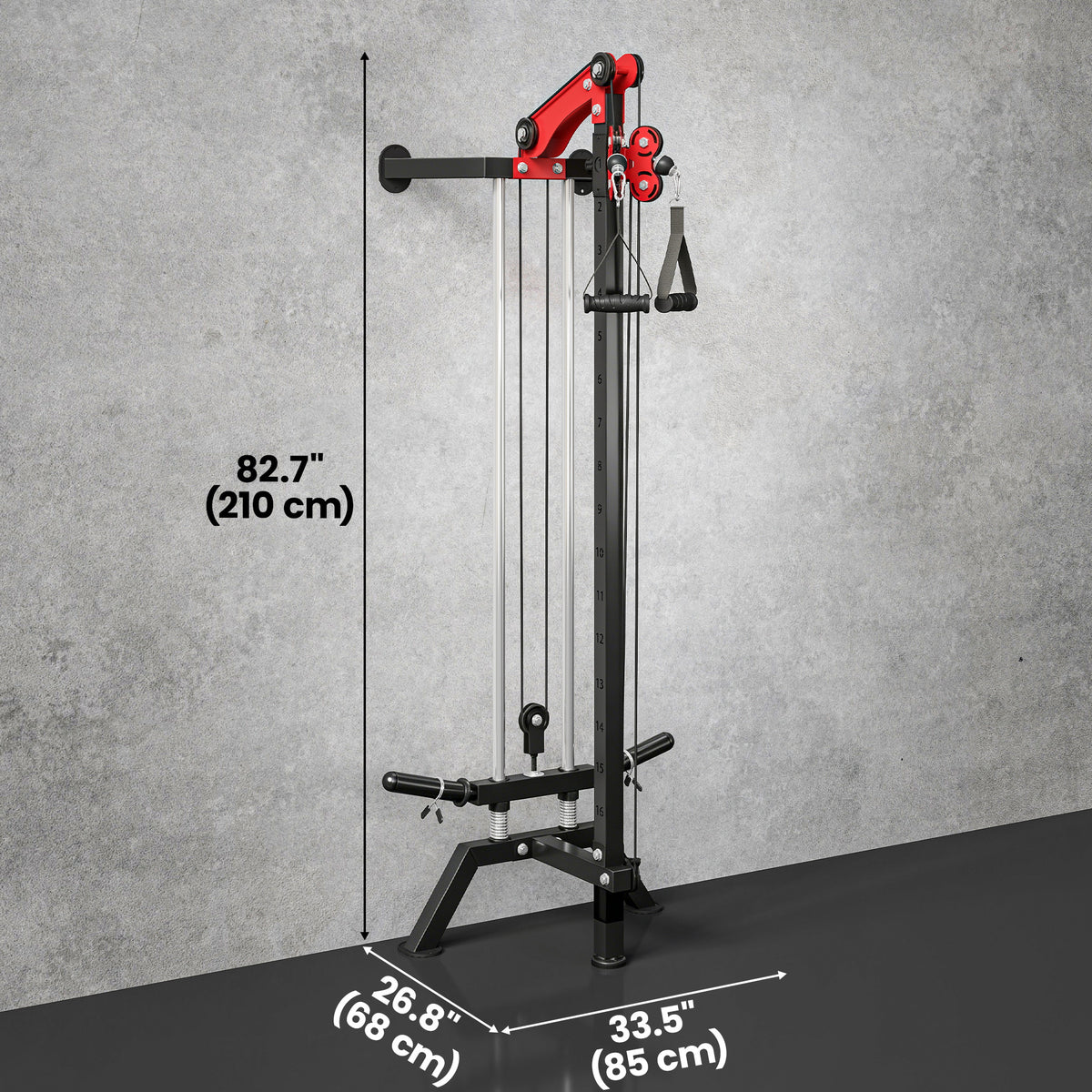 Soozier Wall Mount Cable Station, 16 Positions Adjustable Pulley Machine, Cable Crossover Machine with Handle Bar