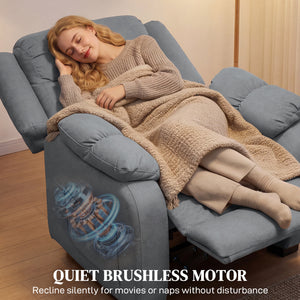 Massage Recliner Chair with Quiet Brushless Motor Pet-Friendly Fabric Power Recliner with 2 Memory – view 20