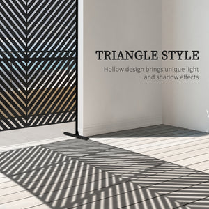 6.5FT Decorative Outdoor Divider, Metal Privacy Screen with Stand, Triangle Style, Black – view 3