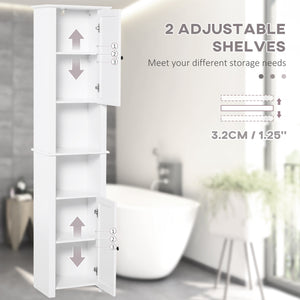Tall Medicine Cabinet, Freestanding Bathroom Storage Cabinet with Shelves and 2 Cupboards – view 4