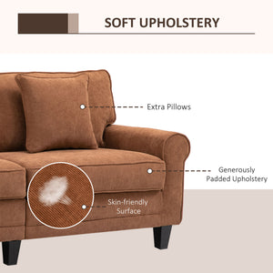 Modern 3 Seater Sofa, Corduroy Fabric 3 Seater Couch with Pine Wood Legs and Rolled Armrests for Living – view 11