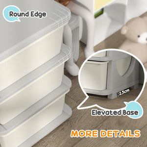 Qaba 3 Tier Kids Toy Organizer and Storage Bins with 6 Plastic Drawers