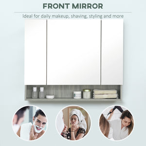 Wall Mounted Bathroom Medicine Cabinet with Mirror and Adjustable Shelves, Grey – view 6