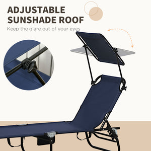 2 Piece Folding Outdoor Chaise Lounges, Pool Tanning Chairs with Reclining Back, Sunshade for Beach, Patio – view 11