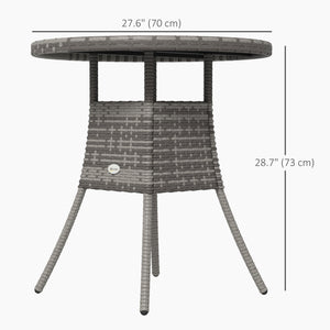 27.5" Outdoor Wicker Dining Table, PE Rattan Patio Furniture with Wood-plastic Composite Top, Grey – view 2