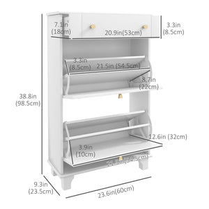 Slim Shoe Storage with 2 Flip Drawers and Adjustable Shelves Shoe Cabinet Organizer for 8 Pair, Black – view 16
