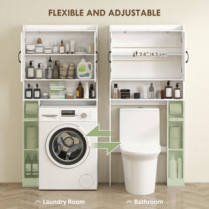 Over the Toilet Storage Cabinet, Bathroom Organizer with Adjustable Shelf, Toilet Paper Holder for Bathroom, Laundry