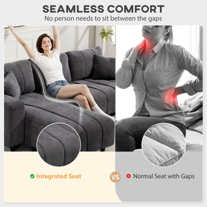 Sectional Couch with Integrated Seat, 3 Seater L-Shaped Sofa with Changeable Chaise, Spring Cushion – view 11
