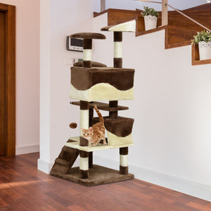 53" Cat Tree Scratching Large Kitten Play House Multi-Level Activity Center Pet Furniture