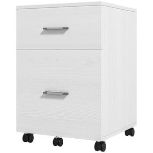 Mobile Filing Cabinet, Vertical File Cabinet with 2 Drawers, Wheels, for Letter or A4 File, Natural
