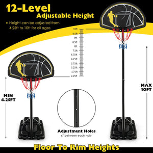 4.25-10 Feet Portable Adjustable Basketball Goal Hoop System view 9