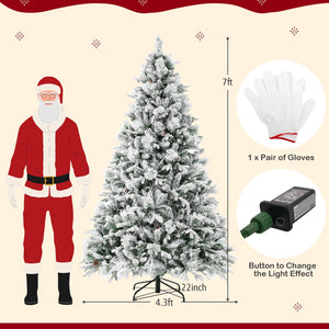 4.5/6/7 Feet Artificial Xmas Tree with Pine Needles and LED Lights-7 ft view 5