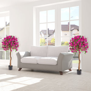 4.5 Feet Artificial Azalea Tree with Cement Pot-Red view 3
