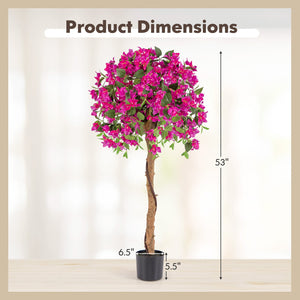 4.5 Feet Artificial Azalea Tree with Cement Pot-Red view 4