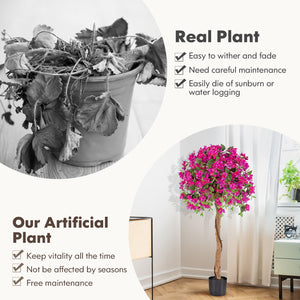 4.5 Feet Artificial Azalea Tree with Cement Pot-Red view 6