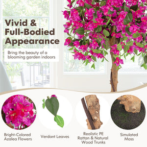 4.5 Feet Artificial Azalea Tree with Cement Pot-Red view 7