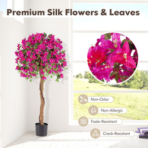 4.5 Feet Artificial Azalea Tree with Cement Pot-Red view 8