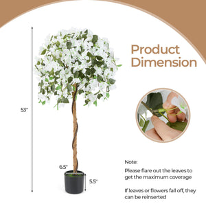 4.5 Feet Artificial Azalea Tree with Cement Pot-White view 4