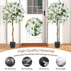 4.5 Feet Artificial Azalea Tree with Cement Pot-White view 8