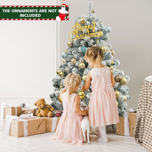 4.5 Feet Pre-Lit Premium Snow Flocked Christmas Tree with 150 Lights view 2