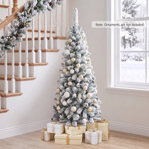 4.5 Feet Unlit Hinged Snow Flocked Artificial Pencil Christmas Tree with 242 Branch view 3