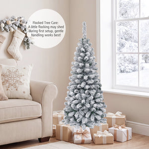 4.5 Feet Unlit Hinged Snow Flocked Artificial Pencil Christmas Tree with 242 Branch view 6