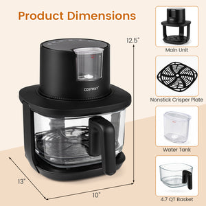 4.5L Glass Air Fryer with Steam Frying Mode-Black view 4