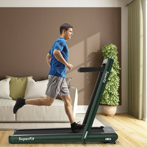 4.75HP 2 In 1 Folding Treadmill with Remote APP Control-Green view 2