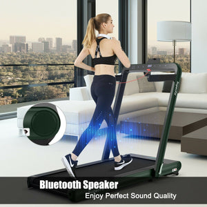 4.75HP 2 In 1 Folding Treadmill with Remote APP Control-Green view 3
