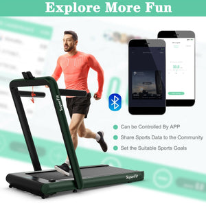 4.75HP 2 In 1 Folding Treadmill with Remote APP Control-Green view 5