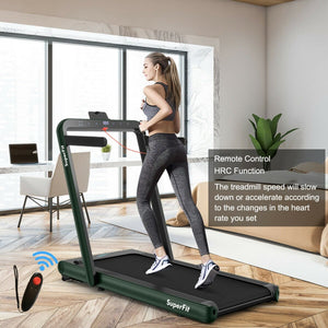 4.75HP 2 In 1 Folding Treadmill with Remote APP Control-Green view 8