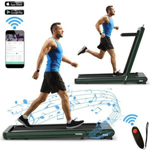 4.75HP 2 In 1 Folding Treadmill with Remote APP Control-Green view 9