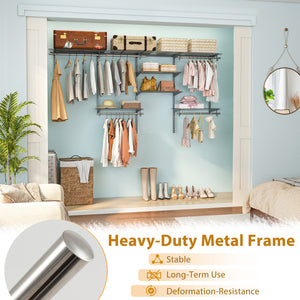 4-8 Feet Closet Organizers and Storage System with Hanging Rod for Laundry Bedroom-Grey view 7