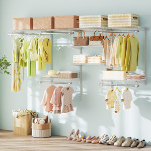 4-8 Feet Closet Organizers and Storage System with Hanging Rod for Laundry Bedroom-White view 6