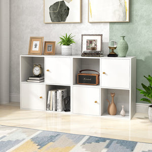 4-Cube Bookcase 3-Tier Bookshelf with Dual Anti-Tipping Kits and 2 Cabinets-White view 7