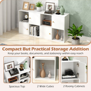 4-Cube Bookcase 3-Tier Bookshelf with Dual Anti-Tipping Kits and 2 Cabinets-White view 8