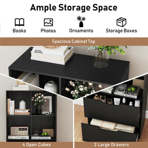 4-Cube Bookcase with 2 Drawers 51 inch 5-Tier Tall Freestanding Bookshelf-Black view 7