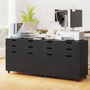 4 Drawer File Cabinet with Wheels for Home Office Organization-Black view 8