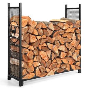 4 Feet Firewood Rack Stand with Mesh Sides view 4