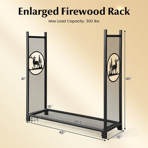 4 Feet Firewood Rack Stand with Mesh Sides view 5
