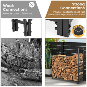 4 Feet Firewood Rack Stand with Mesh Sides view 7